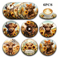 Highland Cow Coaster Set – 6 Piece Collection