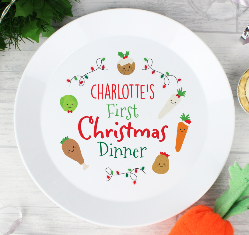 Personalised 'First Christmas Dinner' Plastic Plate
