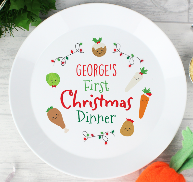 Personalised 'First Christmas Dinner' Plastic Plate