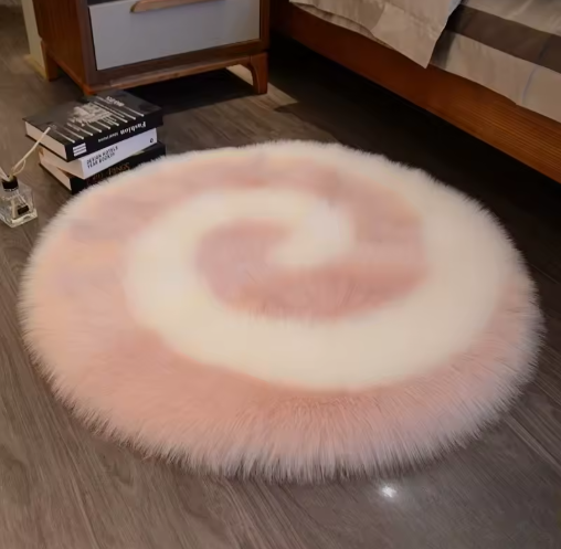 Soft Fluffy Faux Fur Swirl Rug (40 x 40cm)