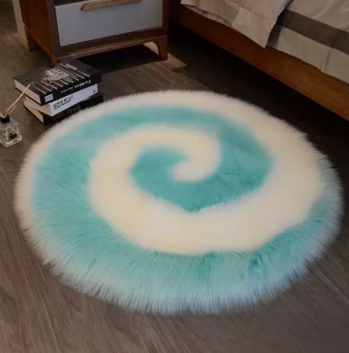 Soft Fluffy Faux Fur Swirl Rug (40 x 40cm)