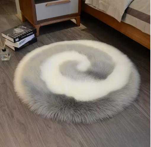 Soft Fluffy Faux Fur Swirl Rug (40 x 40cm)