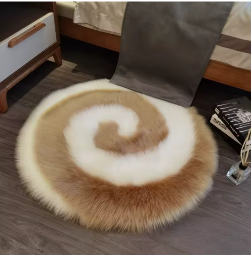 Soft Fluffy Faux Fur Swirl Rug (40 x 40cm)