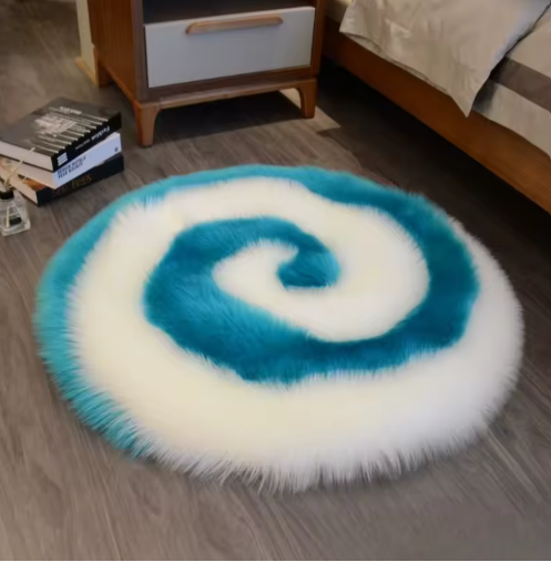 Soft Fluffy Faux Fur Swirl Rug (40 x 40cm)
