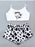 Women's Cute Crop Top &amp; Shorts Pyjama Set