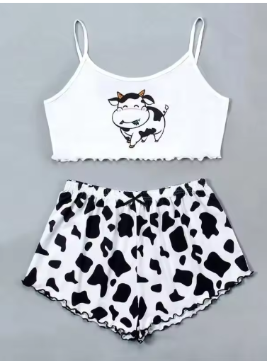 Women's Cute Crop Top &amp; Shorts Pyjama Set