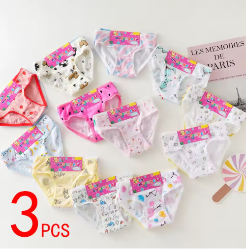 Girls' 100% Cotton Cartoon Briefs