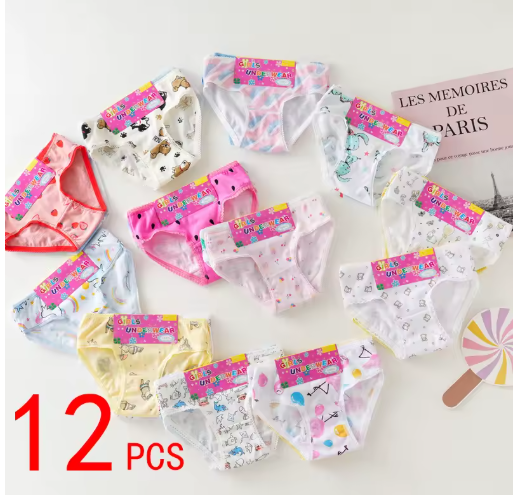Girls' 100% Cotton Cartoon Briefs