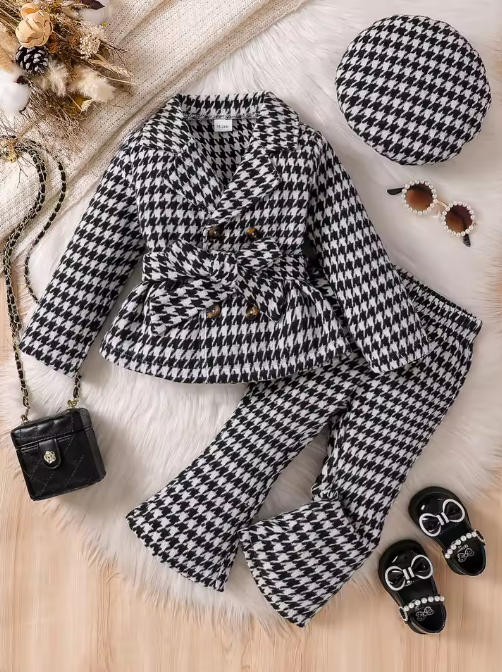 Girls' Houndstooth 3-Piece Outfit Set