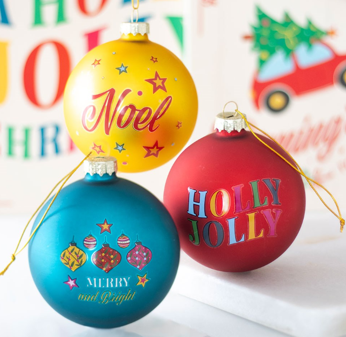 Set of 3 Nostalgic Christmas Glass Baubles