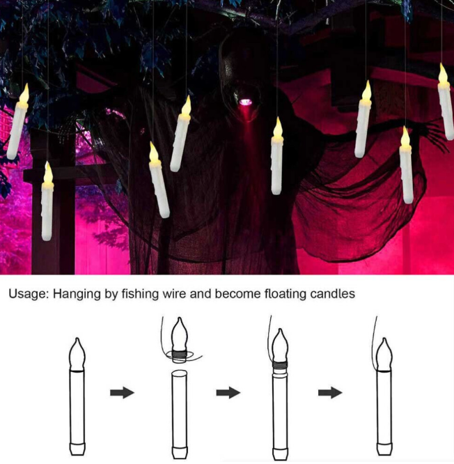 Halloween 12 Floating Candles Hanging Harry Potter Lights