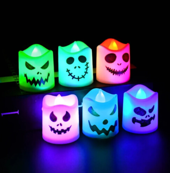 6Pcs Led Halloween Ghost Pumpkin Candle Light