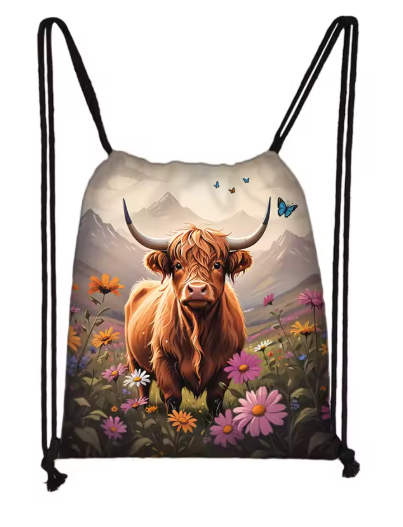 Highland Cow Drawstring Backpack