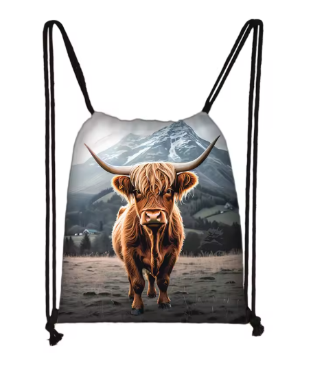 Highland Cow Drawstring Backpack