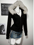 Women's Faux Fur Hooded Zip-Up Hoodie