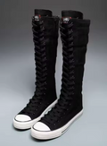 Women's Knee High Lace-Up Canvas Boots