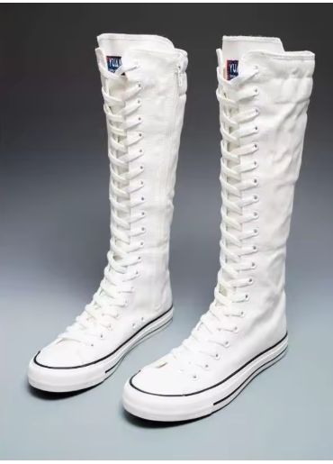 Women's Knee High Lace-Up Canvas Boots