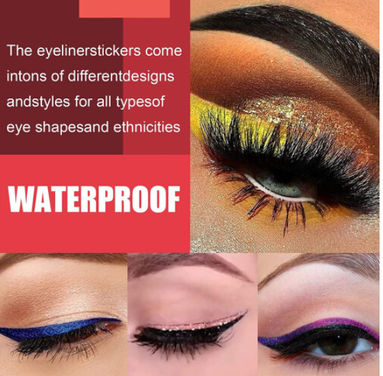 Reusable Glitter Eyeliner and Eyelash Stickers Gold Waterproof