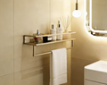 Mounted Towel Rail With Shelf - Gold
