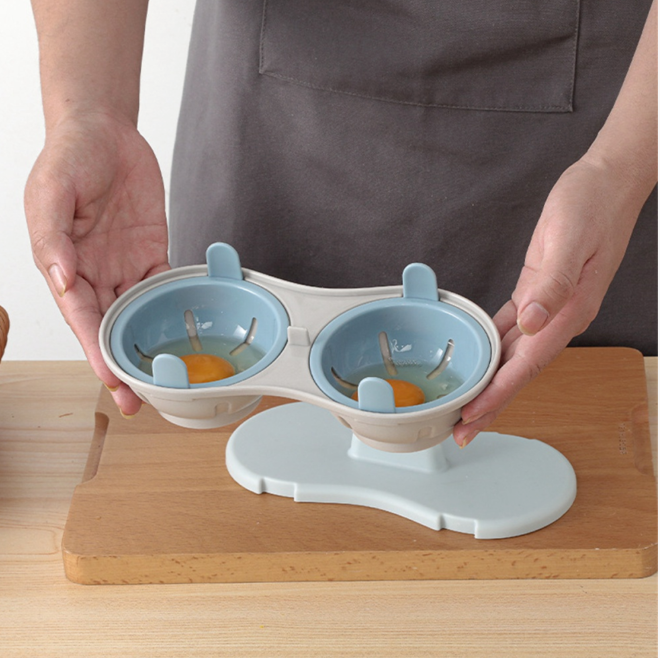 2PCS Microwave Egg Poacher 2 Cavity Silicone Egg Cooker