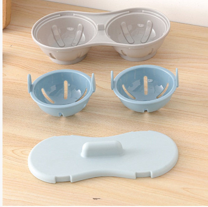 2PCS Microwave Egg Poacher 2 Cavity Silicone Egg Cooker