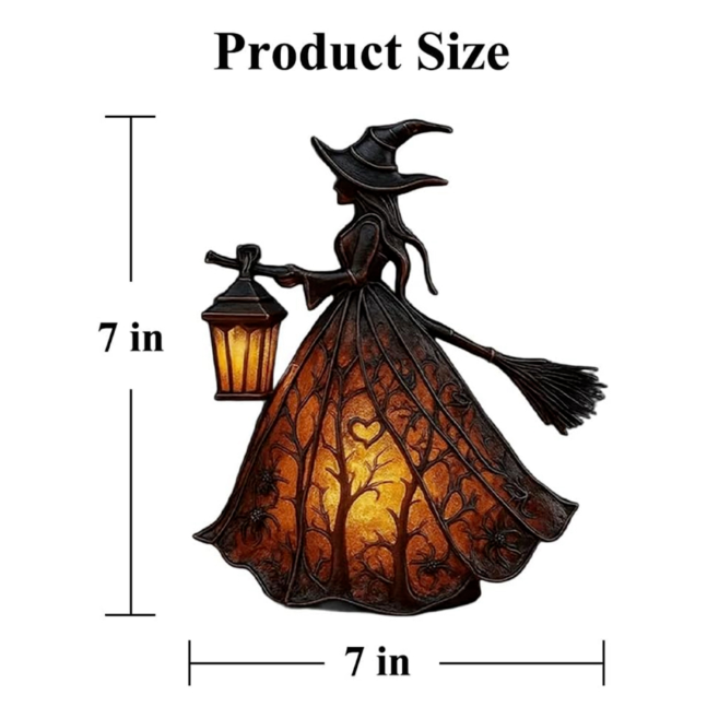 Halloween Witch Gothic Spooky Witch Décor with Holding Lantern