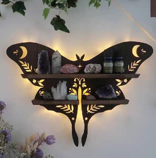 Luna Multipose Moth Lamp Crystal Shelf Storage