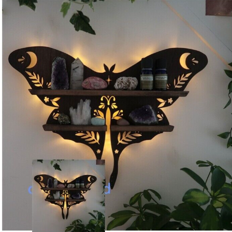 Luna Multipose Moth Lamp Crystal Shelf Storage