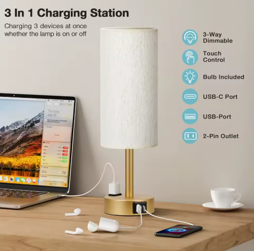 Touch Control LED Table Lamp with Charging Station
