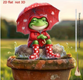 Heart Umbrella Frog Garden Stake Decoration