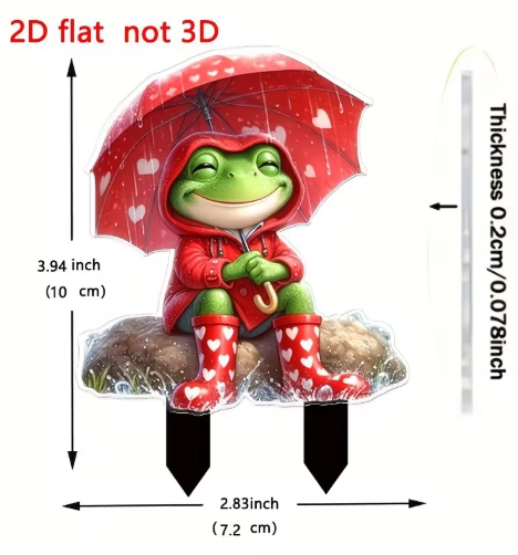 Heart Umbrella Frog Garden Stake Decoration