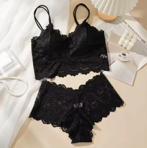 Women's Lace Bralette & Brief Lingerie Set