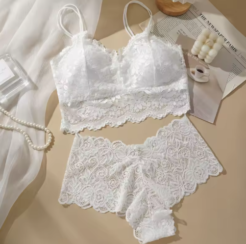 Women's Lace Bralette & Brief Lingerie Set