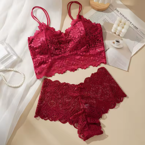 Women's Lace Bralette & Brief Lingerie Set