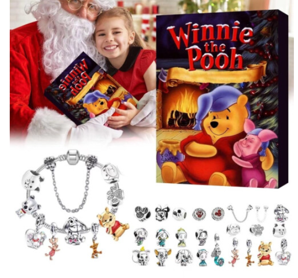 Winnie the Pooh Christmas Advent Calendars DIY Charm Bracelet Set 24 Days
