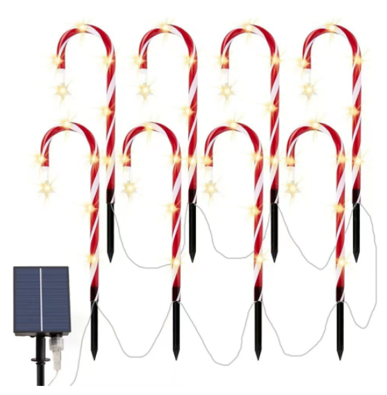 Christmas Candy Cane Pathway Lights Solar Powered