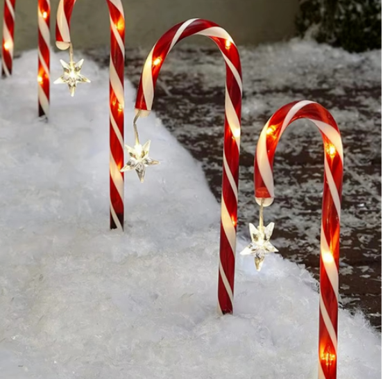 Christmas Candy Cane Pathway Lights Solar Powered