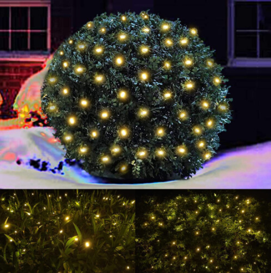 (warm white, 5ft x 5ft) LED Christmas Net Lights Outdoor