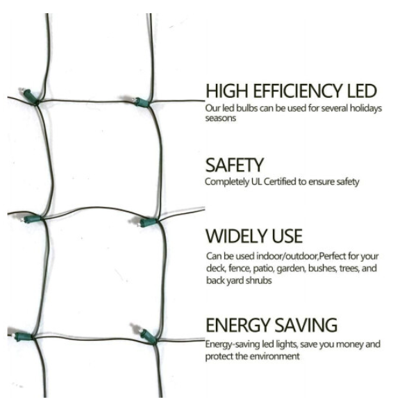 (warm white, 5ft x 5ft) LED Christmas Net Lights Outdoor