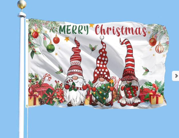 Christmas Happy Banner 3x5 Ft Double Sided, Winter Holiday Decoration