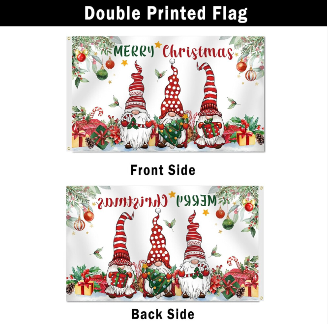 Christmas Happy Banner 3x5 Ft Double Sided, Winter Holiday Decoration