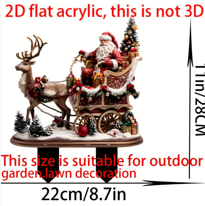 Garden Stakes Christmas Acrylic Yard Art Decorative Reindeer Stakes