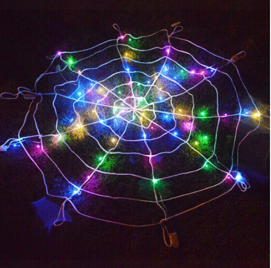 100 Led Halloween Decoration Giant Spider Web Lights