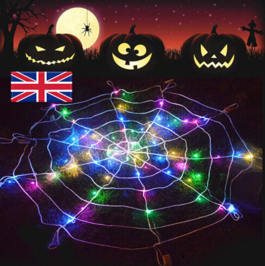 100 Led Halloween Decoration Giant Spider Web Lights