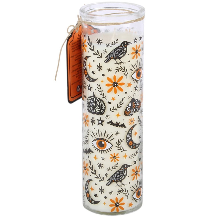 Frightful Folk Print Toasted Pumpkin Scented Tube Candle