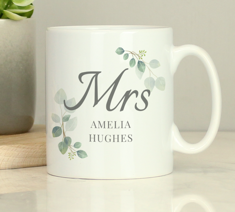 Personalised Botanical Mrs Mug