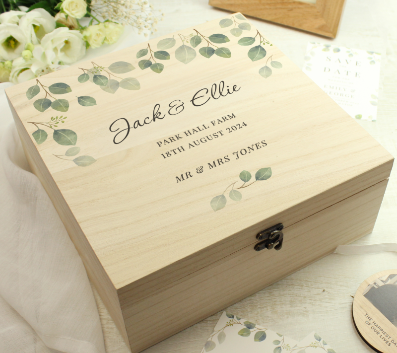 Personalised Botanical Wooden Keepsake box
