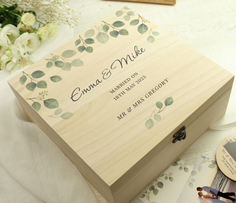 Personalised Botanical Wooden Keepsake box