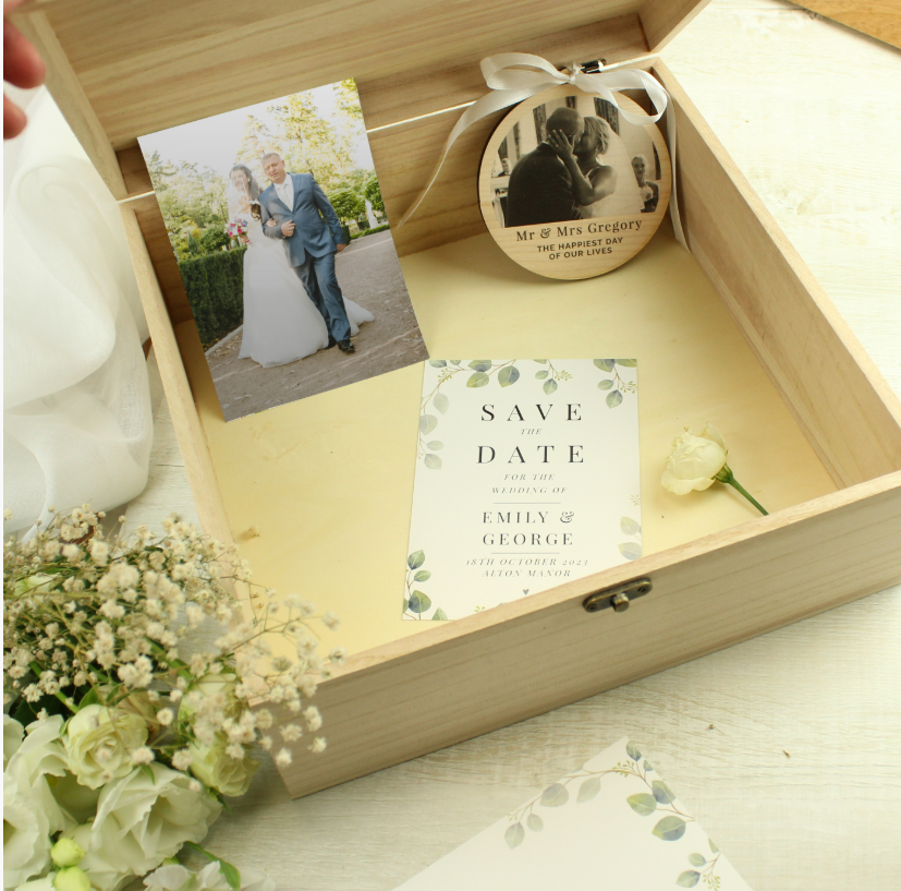 Personalised Botanical Wooden Keepsake box