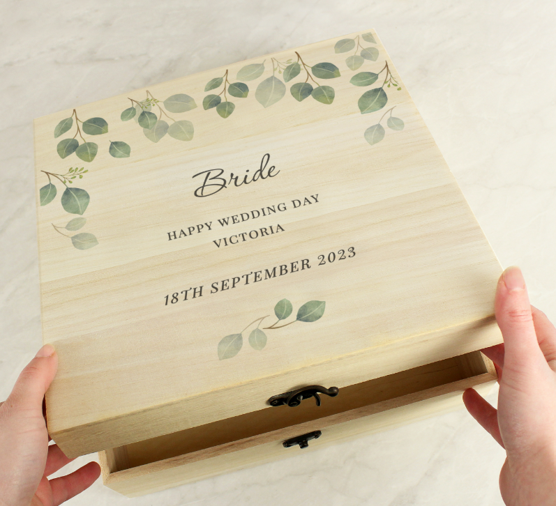 Personalised Botanical Wooden Keepsake box